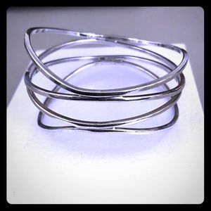 Multi-band sterling silver bangle bracelet
